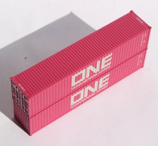 Jacksonville Terminal Company N 405333 40' Standard Height 8'6 Corrugated Side Containers OCEAN NETWORK EXPRESS - ONE Magenta Set #3 - 2-Pack