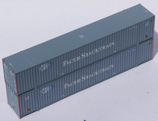 Jacksonville Terminal Company N 535022 53' High Cube Corrugated Side Containers PACER Faded Light Blue 2-Pack