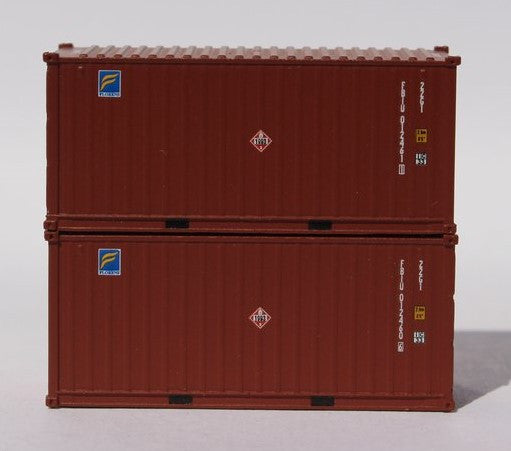 Jacksonville Terminal Company N 205325 20' Standard Height Container FLORENS with 'Hazard Stickers' FBIU 2-Pack