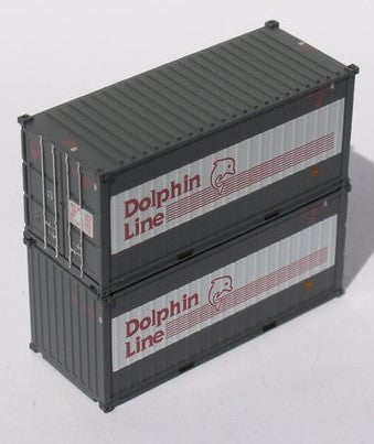 Jacksonville Terminal Company N 205435 20' Standard Height Container DOLPHIN LINE 2-Pack