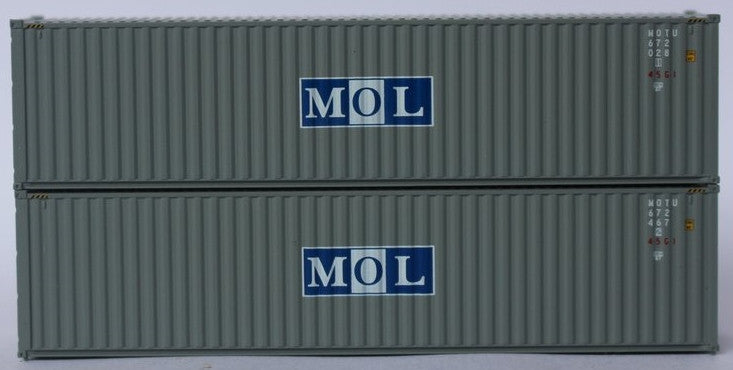 Jacksonville Terminal Company N 405051 40' High Cube Corrugated Side Containers MOL 'Gray Initial Logo' MOTU 2-pack