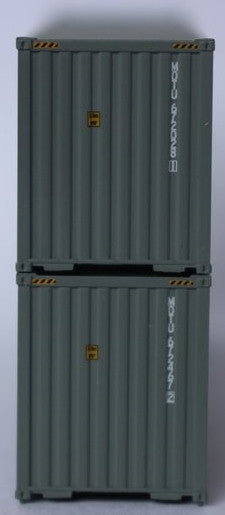 Jacksonville Terminal Company N 405051 40' High Cube Corrugated Side Containers MOL 'Gray Initial Logo' MOTU 2-pack