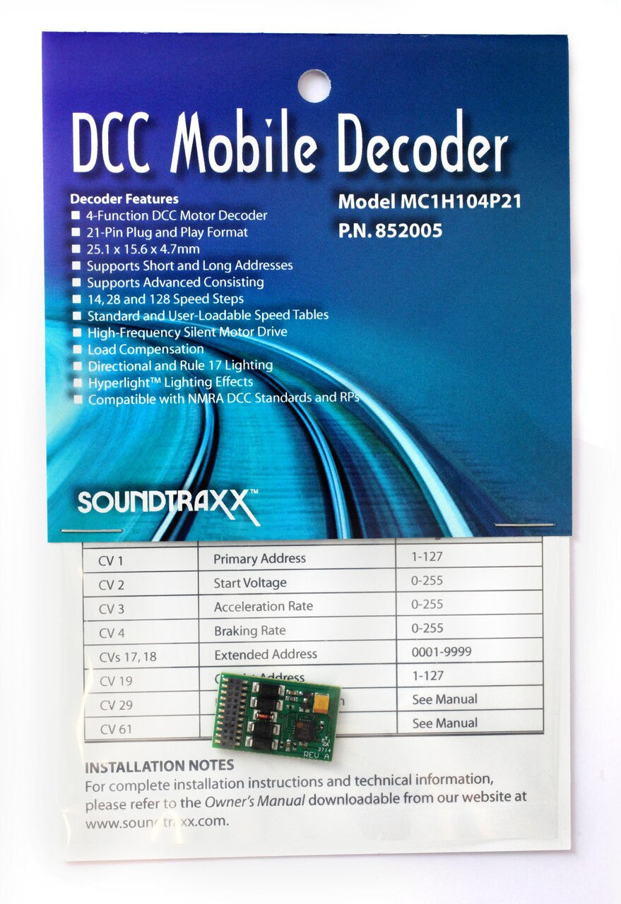 SoundTraxx 852005 MC1H104P21 DCC Mobile Decoder