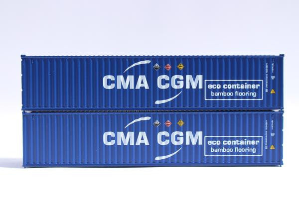 Jacksonville Terminal Company N 405346 40' Standard Height 8'6 corrugated side steel container CMA CGM CMAU HAZMAT Stickers 2-Pack