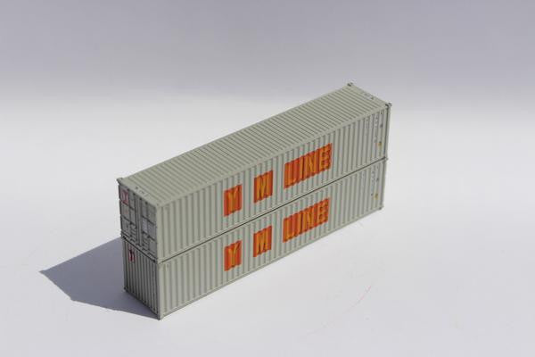 Jacksonville Terminal Company N 405345 40' Standard Height 8'6 corrugated side steel container YM LINE 'early scheme' YMLU 2-Pack