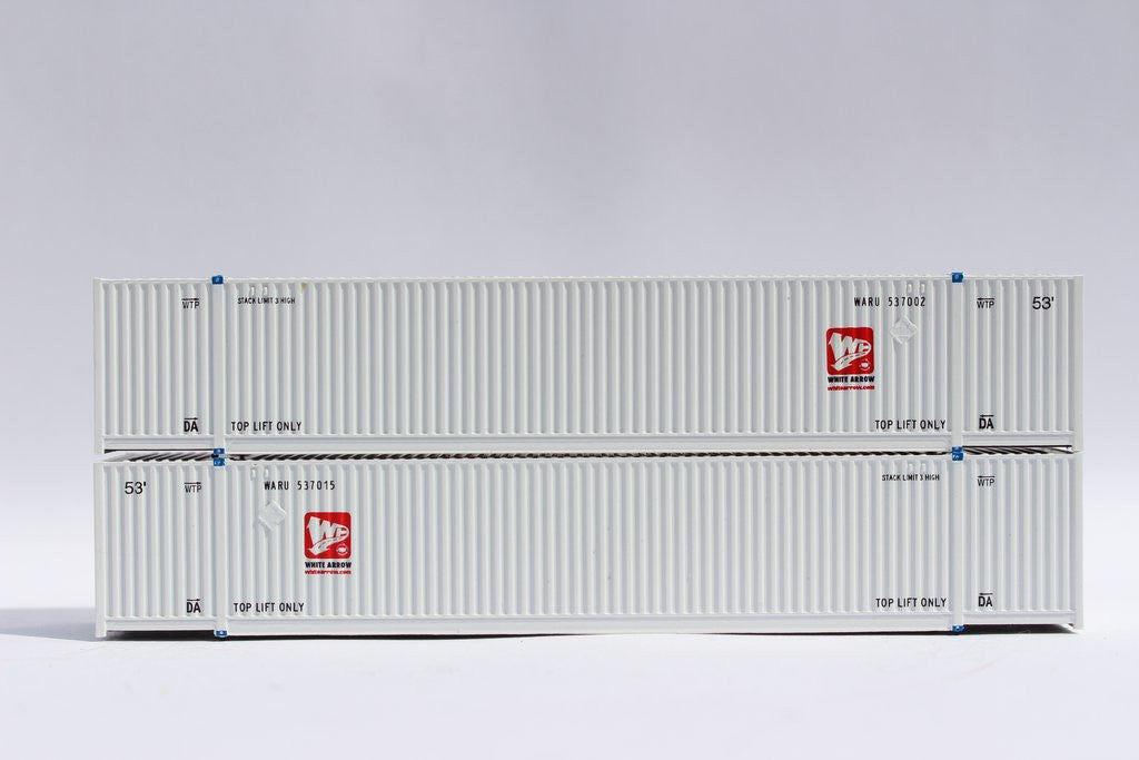 Jacksonville Terminal Company N 537042 53' High Cube Corrugated Side Containers White Arrow WARU 2-Pack