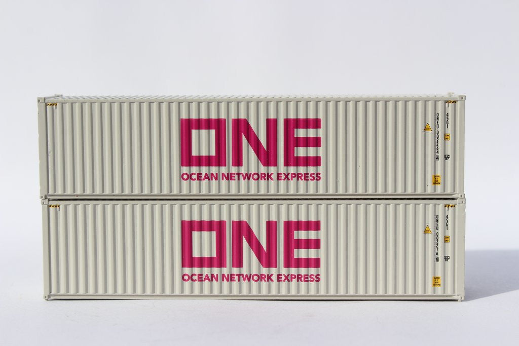 Jacksonville Terminal Company N 405175 40' High Cube Corrugated Side Containers OCEAN NETWORK EXPRESS ONE 'Pale White' ONEU 2-pack
