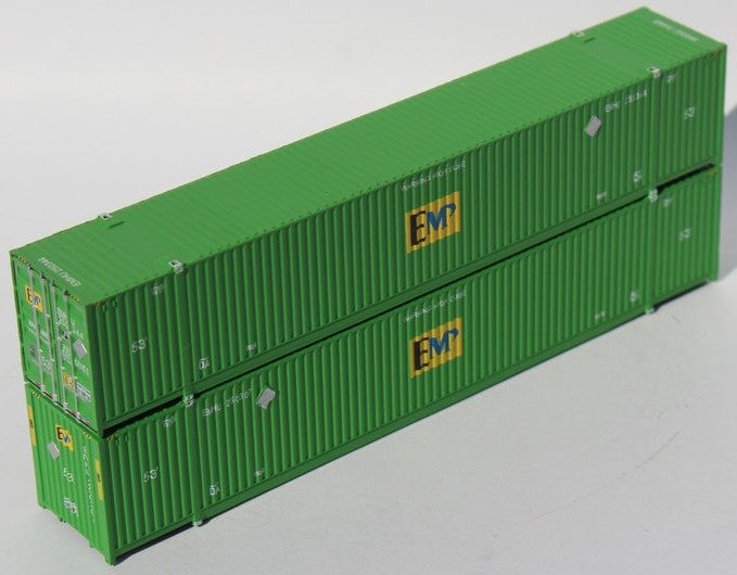 Jacksonville Terminal Company N 537026 53' High Cube Corrugated Side Containers EMP 'Centered Logo' Green 2-Pack
