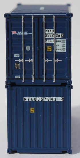 Jacksonville Terminal Company N 205385 20' Standard Height Corrugated Side Containers NYK Line 'small Logo' 2-pack
