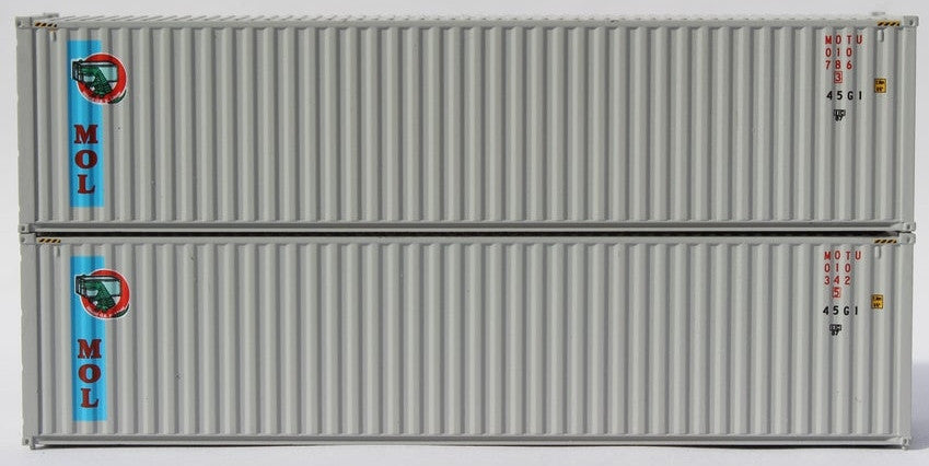 Jacksonville Terminal Company N 405142 40' High Cube Corrugated Side Containers MOL 'vertical Logo' 2-pack