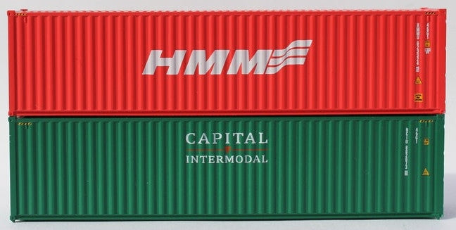 Jacksonville Terminal Company N 405803 40' High Cube Corrugated Side Containers HMM '3 wave Logo' & Capital  'Mix Pack' 2-pack