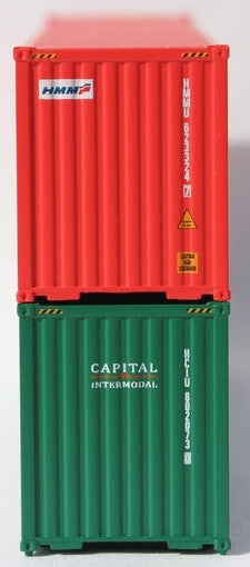 Jacksonville Terminal Company N 405803 40' High Cube Corrugated Side Containers HMM '3 wave Logo' & Capital  'Mix Pack' 2-pack