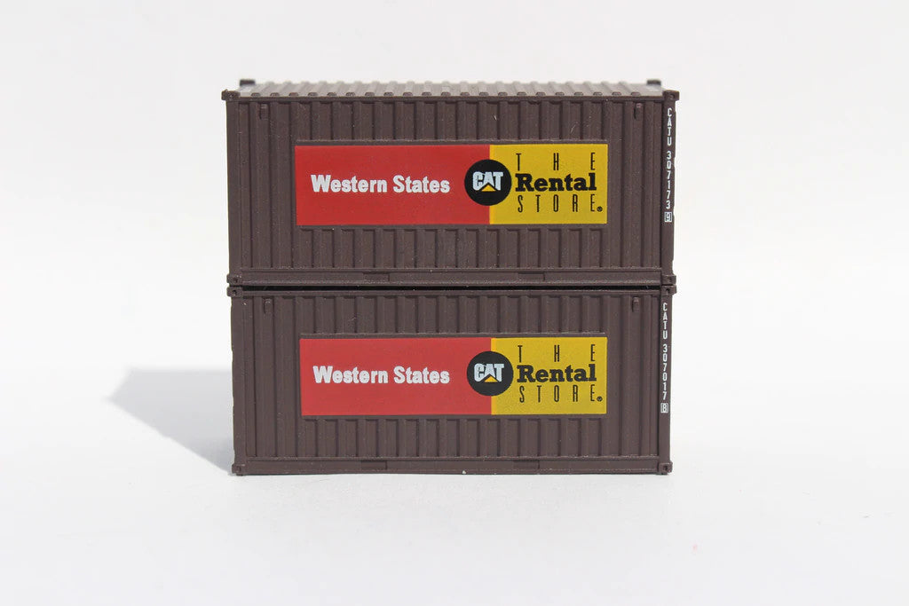 Jacksonville Terminal Company N 205027 20' Standard Height Corrugated Side Containers Cat Rental Store 'Western States' 2-Pack