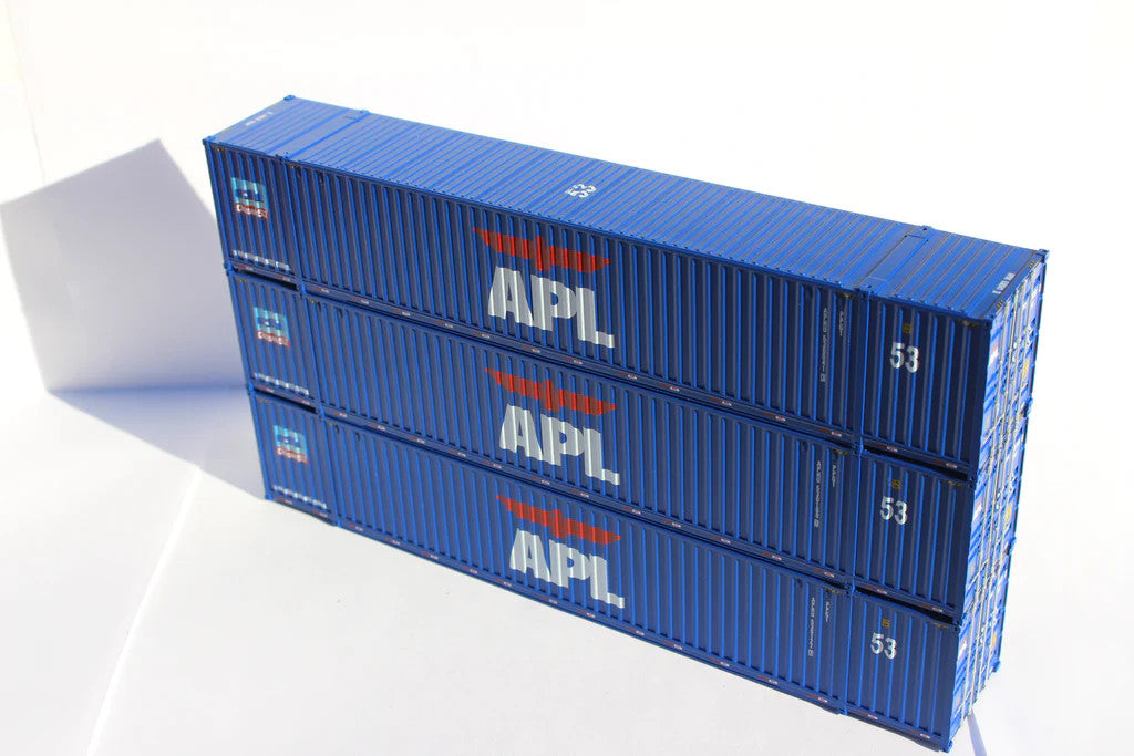 Jacksonville Terminal Company HO 953039 53' Ocean Corrugated Side Container APL 'Large logo Early Scheme' 3-Pack