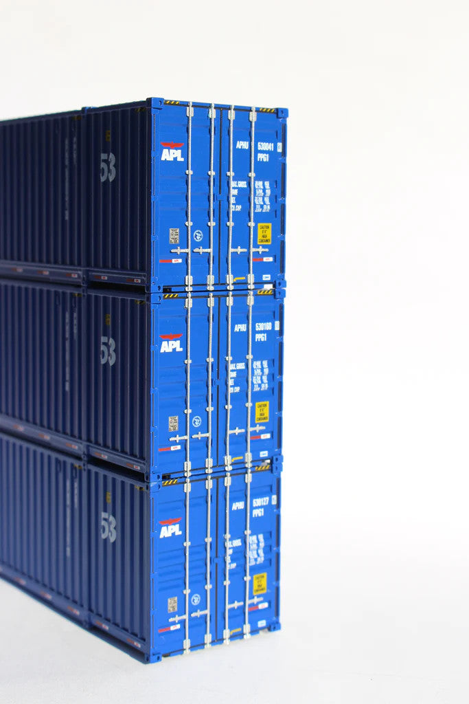 Jacksonville Terminal Company HO 953039 53' Ocean Corrugated Side Container APL 'Large logo Early Scheme' 3-Pack