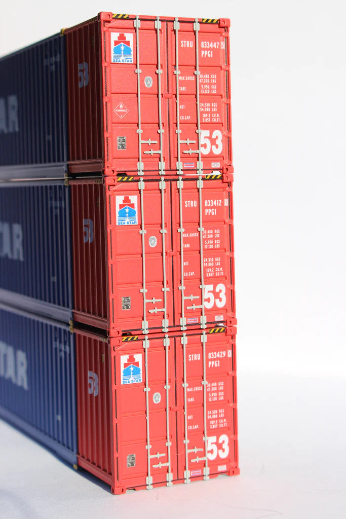 Jacksonville Terminal Company HO 953051 53' Ocean Corrugated Side Container SEA STAR 'Two Tone' 3-Pack