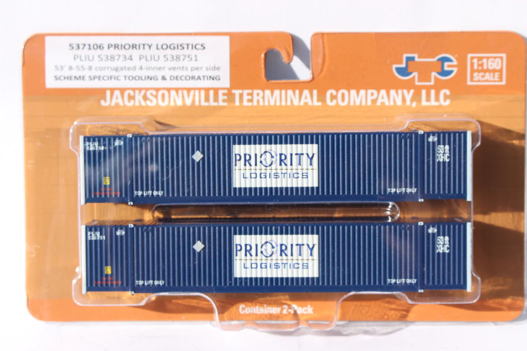 Jacksonville Terminal Company N 537106 53' High Cube Corrugated Side Containers Priority Logistics - 2-Pack
