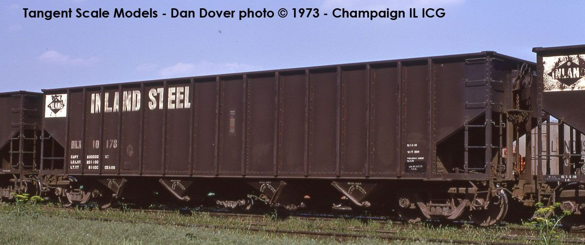 Tangent Scale Models HO 32111-13 IC Centralia Shops 3834CuFt Quad Coal Hopper Inland Steel 'Delivery Black 1968' INLX #10247