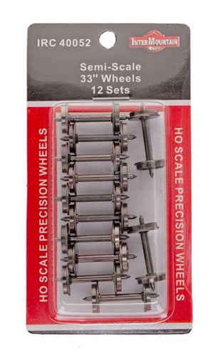 Intermountain HO 40052 33" Nickel Silver Brass Insulated Wheelsets Semi-Scale .088" Tread Width - 12 Sets