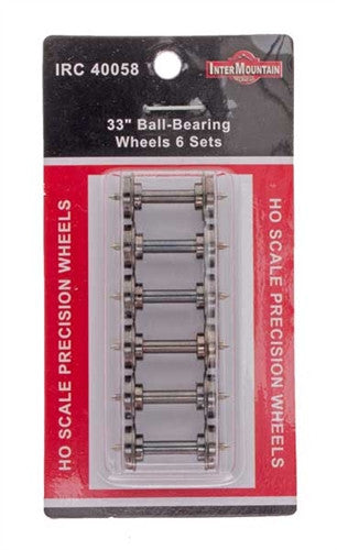Intermountain HO 40058 33" Nickel Silver Brass Ball Bearing Insulated Wheelsets .110" Tread Width - 6 Sets
