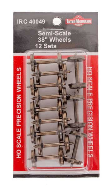 Intermountain HO 40049 38" Nickel Silver Brass Insulated Wheelsets Semi-Scale .088" Tread Width - 12 Sets