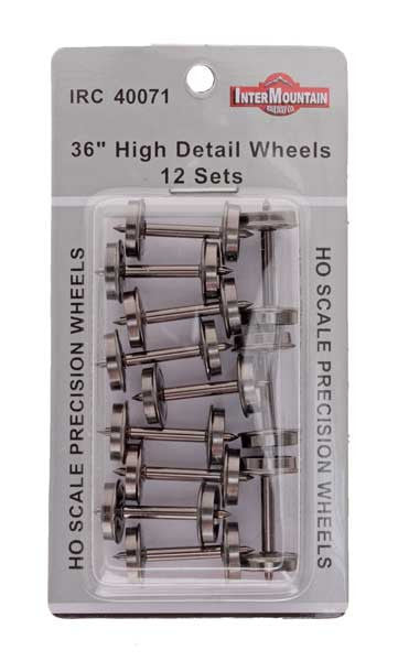 Intermountain HO 40071 High Detail 36" Nickel Plated Brass Insulated Wheelsets .110" Tread Width - 12 Sets