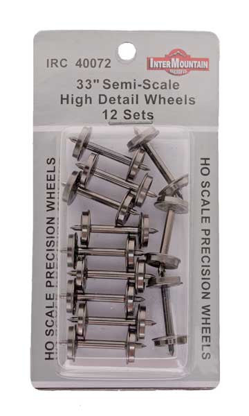 Intermountain HO 40072 High Detail 33" Nickel Plated Brass Insulated Wheelsets Semi-Scale .088" Tread Width - 12 Sets