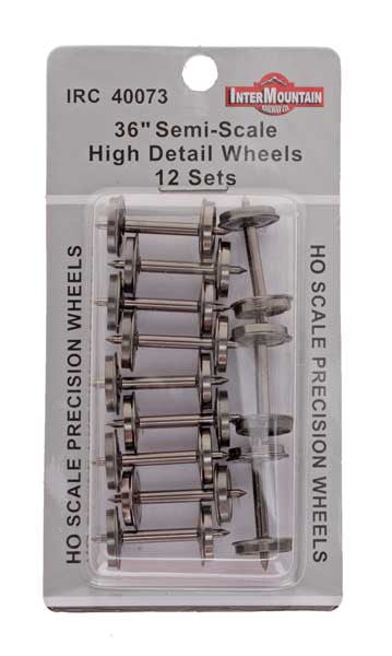 Intermountain HO 40073 High Detail 36" Nickel Plated Brass Insulated Wheelsets Semi-Scale .088" Tread Width - 12 Sets