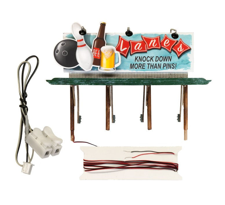Woodland Scenics HO JP5796 Just Plug Billboards - Lanes Bowling & Bar