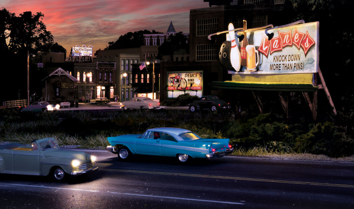 Woodland Scenics HO JP5796 Just Plug Billboards - Lanes Bowling & Bar