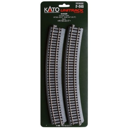 Kato HO Unitrack 2-240 Curved Track 730mm 28 3/4" Radius - 22.5 degrees 4 pieces