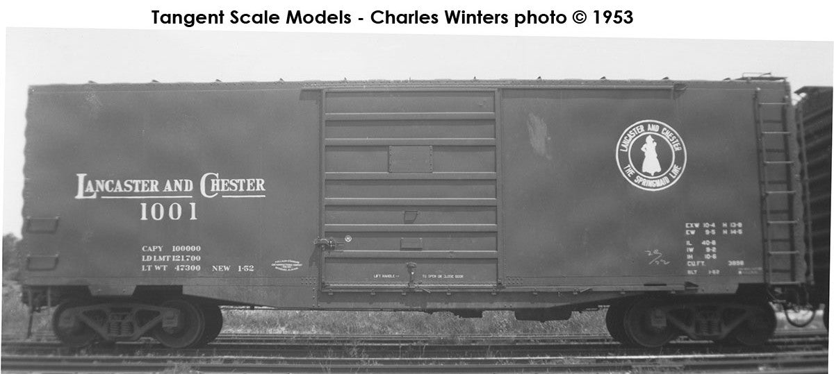 Tangent Scale Models HO 26014-04 Pullman-Standard 40′ PS-1 9′ Door Boxcar Lancaster & Chester "Delivery 1-1952" L&C #1016