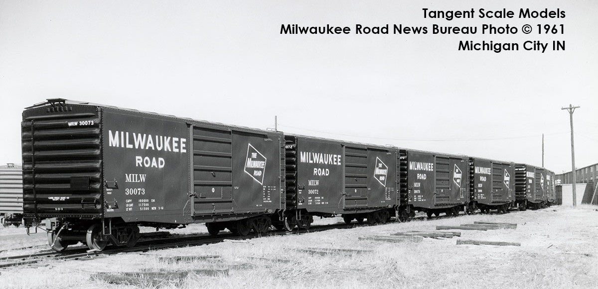 Tangent Scale Models HO 26032-01 Pullman-Standard 40′ PS-1 9′ Door Boxcar Milwaukee Road "Delivery 3-1961" w/ Superior Door MILW #30007