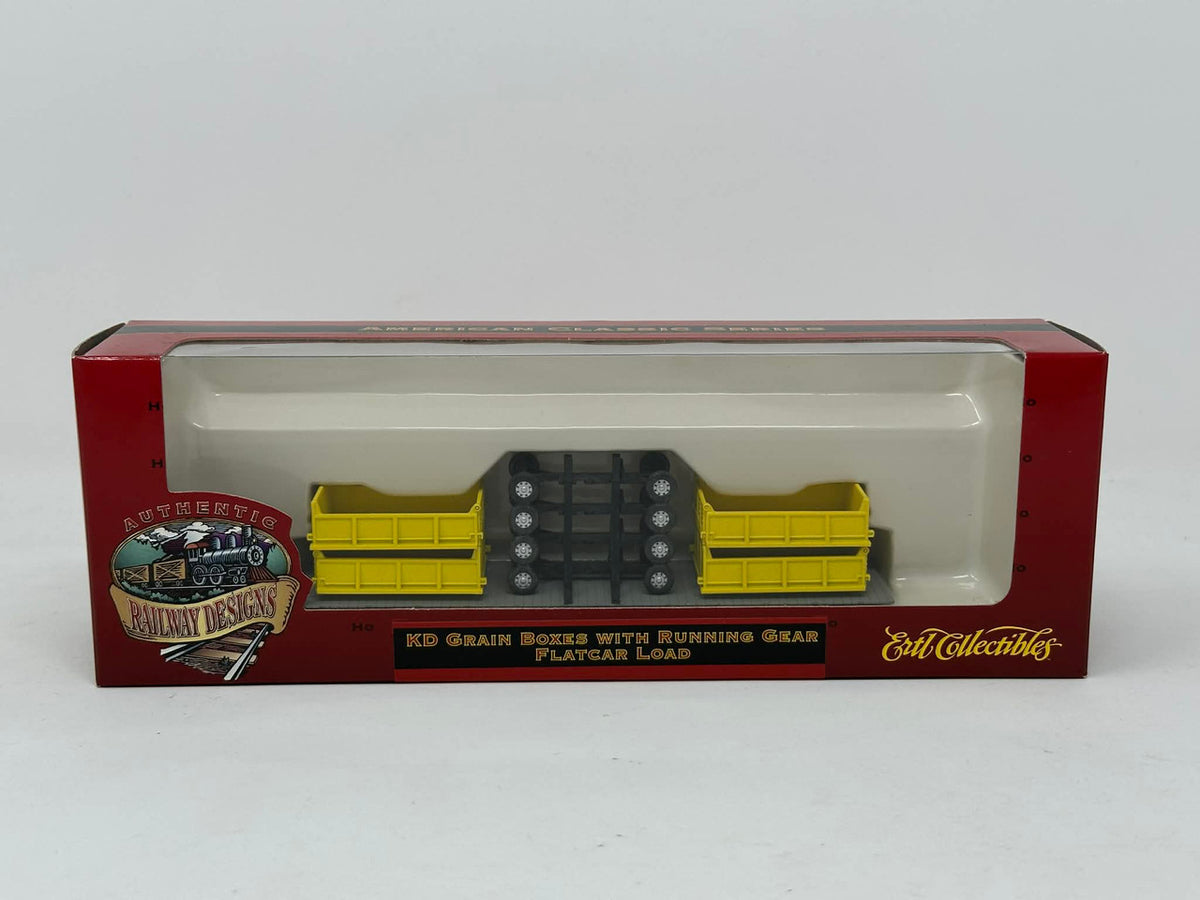 Ertl Collectibles HO 4085 KD Grain Boxes W/Running Gear Flatcar Load