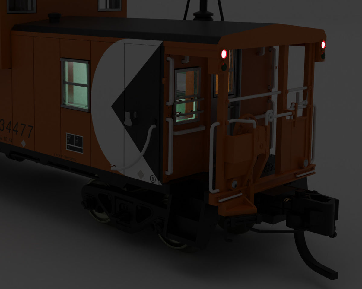 Rapido Trains Inc N 510099 Angus Shops Wide Vision Caboose with Lights Painted Unlettered - Red