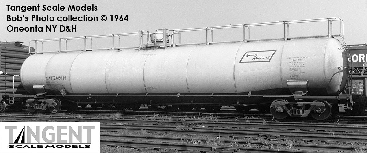 Tangent Scale Models HO 31160-04 NACC 1963 Design 33,000 Gallon Dual Diameter LPG/AA Tank Car NATX 'White Lease Delivery 1963' NATX #32022