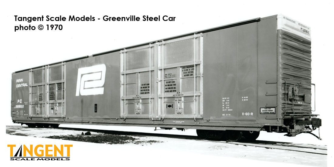 Tangent Scale Models HO 25513-01 Greenville 86′ Quad Plug Door Box Car Penn Central 'Delivery X-60-R 2-1970' PC #295607