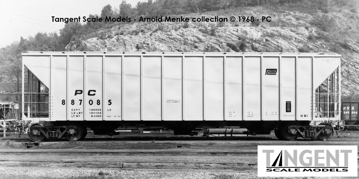 Tangent Scale Models HO 28063-10 PC Samuel Rea Shops 4600 Covered Hopper Penn Central H51 'Delivery Gray 9-1968' PC #887077