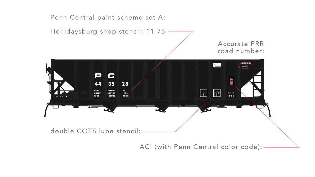 Arrowhead HO 1008-2 Penn Central Committee Design Hopper Penn Central PC #443686