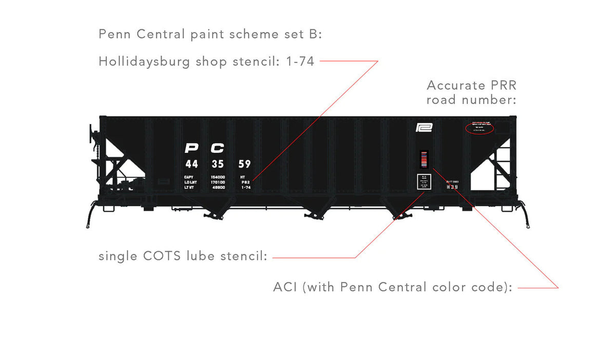 Arrowhead HO 1009-3 Penn Central Committee Design Hopper Penn Central PC #443960