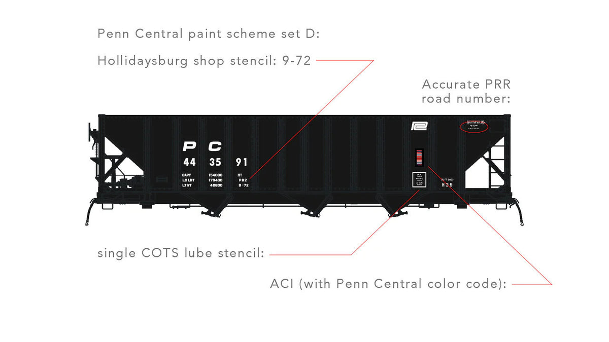 Arrowhead HO 1011-1 Penn Central Committee Design Hopper Penn Central PC #443591