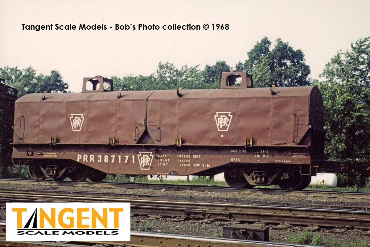 Tangent Scale Models HO 27010-01 PRR Samuel Rea Shops G41A Coil Car 'G41A Delivery 1966' w/ Hoods Pennsylvania Railroad PRR #387121