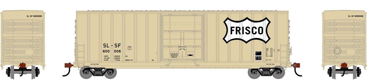 Athearn Roundhouse HO RND-2088 50' Exterior Post High Cube Plug Door Box Car Frisco SL-SF #600006