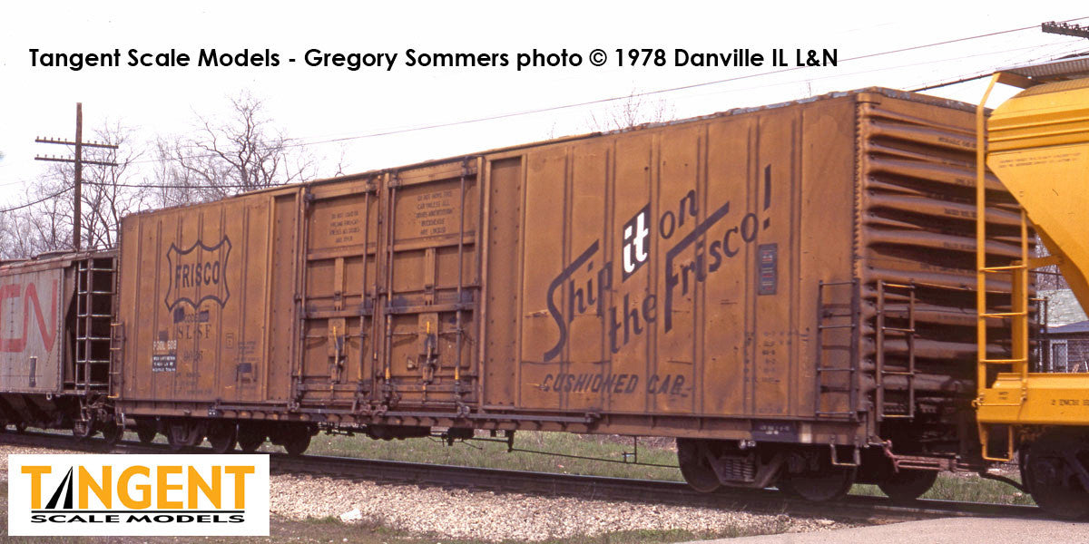 Tangent Scale Models HO 34017-02 Thrall 5,880CuFt 60′ Double Plug Door Box Car St. Louis-San Francisco 'Original Yellow 2-1969' SLSF #9028