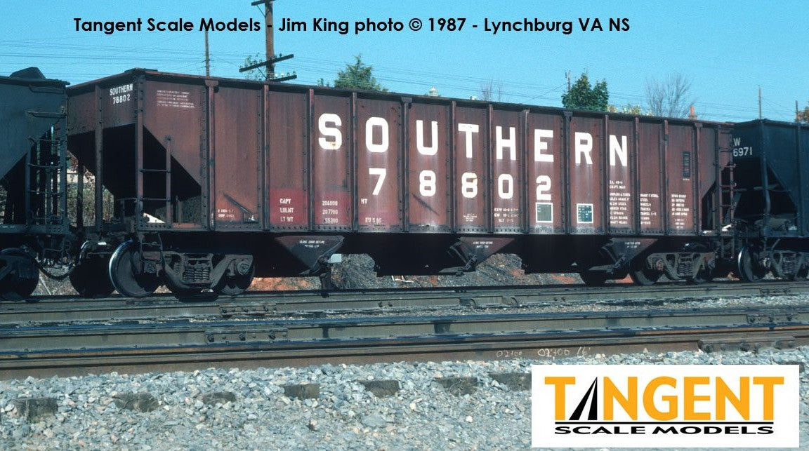 Tangent Scale Models HO 24210-01 Pullman-Standard PS 3526 100T Triple Coal Hopper Southern Railway 'Brown Delivery 1975+' SOU #78800