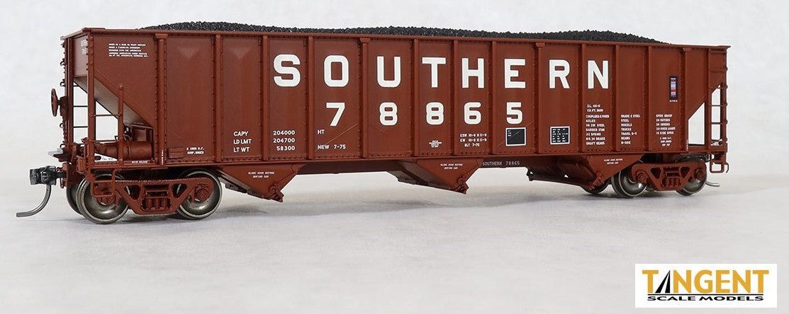 Tangent Scale Models HO 24210-01 Pullman-Standard PS 3526 100T Triple Coal Hopper Southern Railway 'Brown Delivery 1975+' SOU #78800