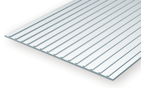 Evergreen Scale Models 4523 - .040" Thick .375" Spacing Opaque White Polystyrene Standing Seam Roofing - 1 Piece