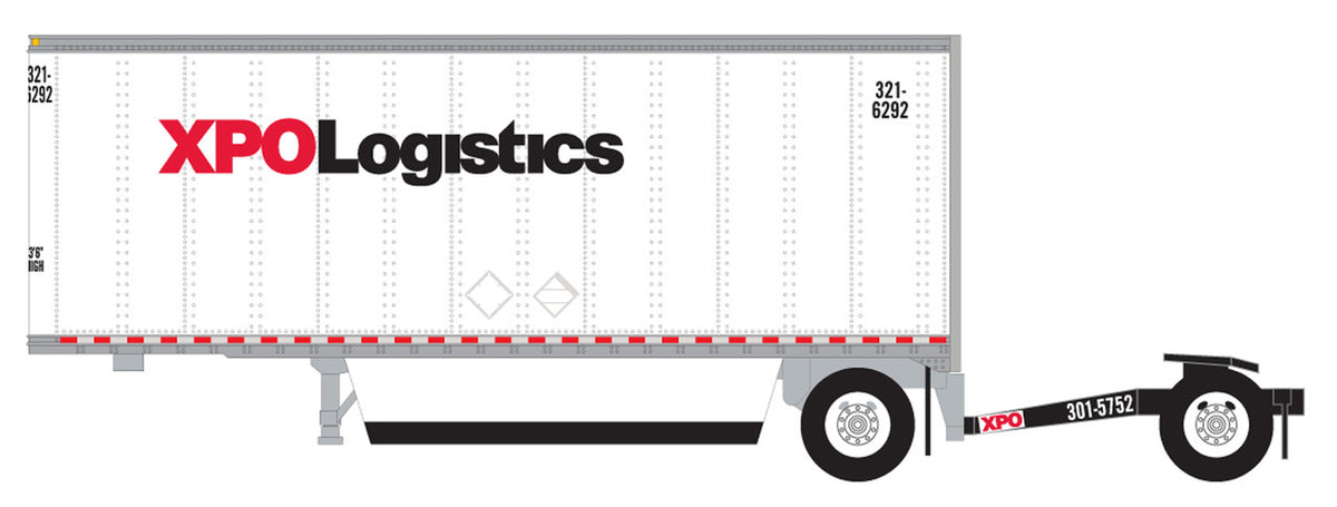 Trainworx N 42891-01 28' Pup Van Trailer with Converter Dolly XPO Logistics #1