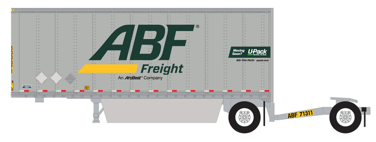 Trainworx N 42893-08 28' Pup Van Trailer with Converter Dolly ABF #8 Large Centered Logo