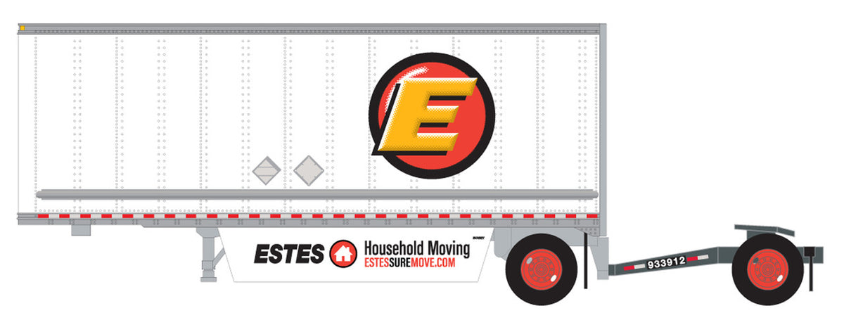 Trainworx N 42894-01 28' Pup Van Trailer with Converter Dolly Estes #1 Circle E & House Logos & "Household Moving" Slogan